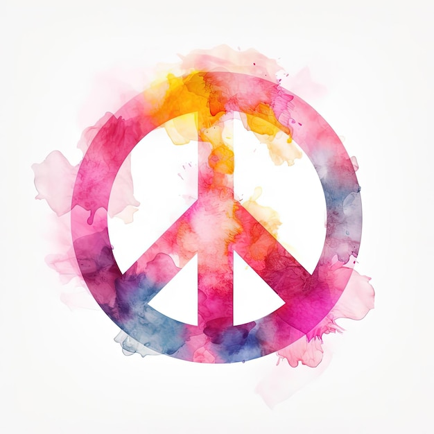 peace sign in watercolor background