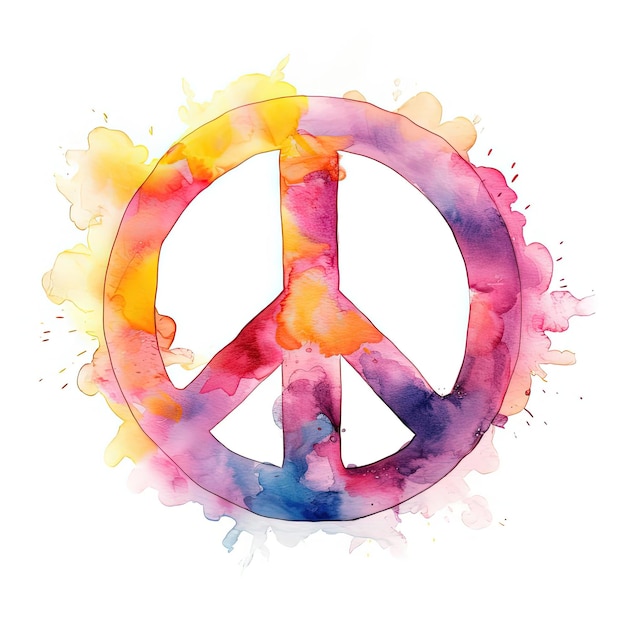 Photo peace sign in watercolor background