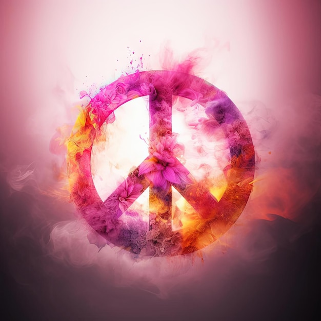 Photo peace sign on watercolor background