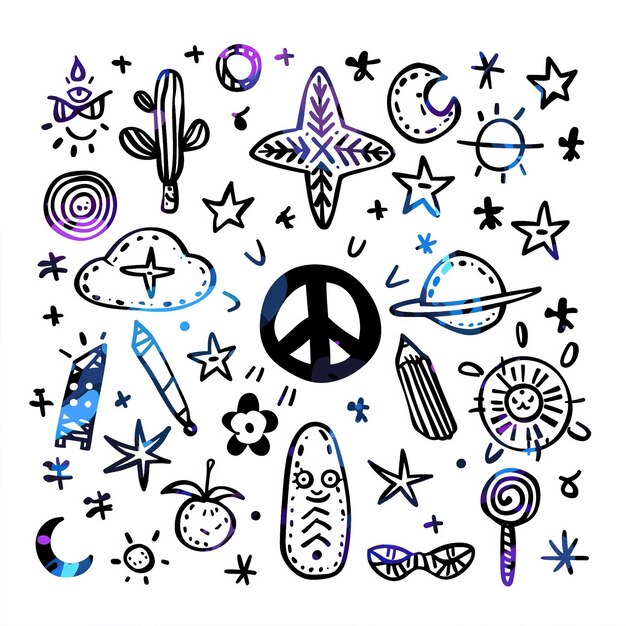 Photo peace signs flat vector line set illustration high quality