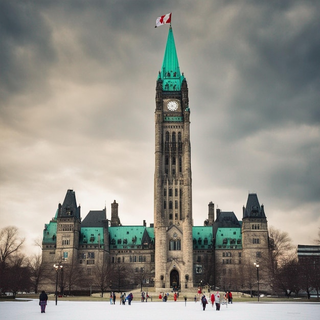 Peace Tower in Ottawa background