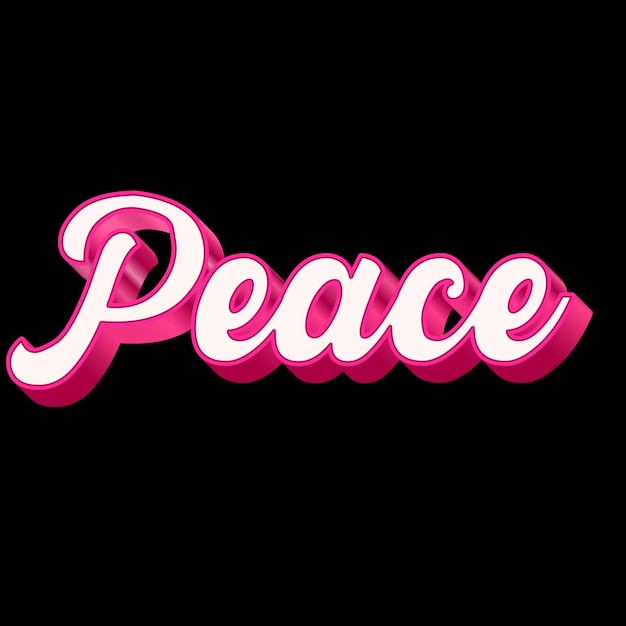 Photo peace typography 3d design pink black white background photo jpg