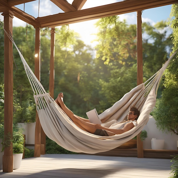 A peaceful afternoon spent reading in a hammock