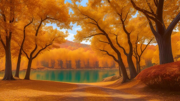 Peaceful autumn scene for wallpaer