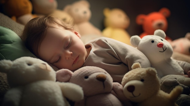 Peaceful baby sleeping in crib