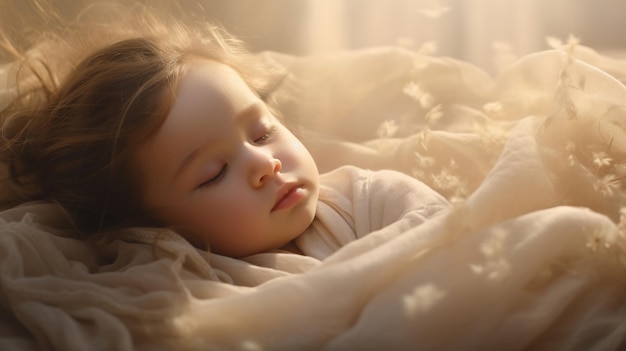 Peaceful baby sleeping in crib