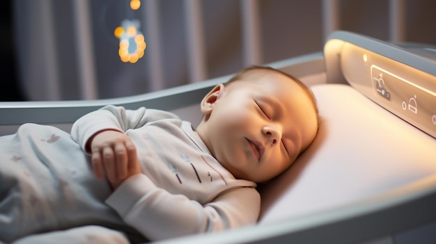 Peaceful baby sleeping in crib