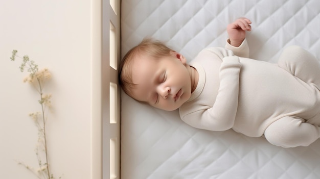 Peaceful baby sleeping in crib