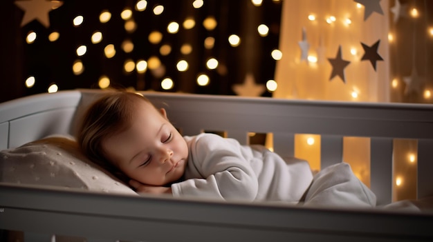 Peaceful baby sleeping in crib