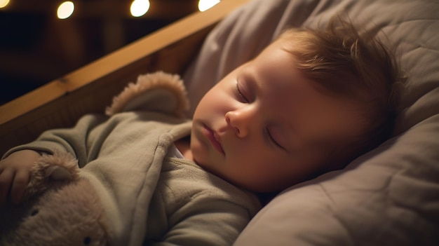 Peaceful baby sleeping in crib