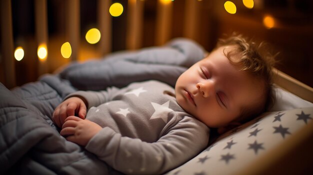 Peaceful baby sleeping in crib