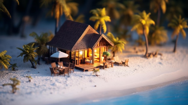 Peaceful beach house at night