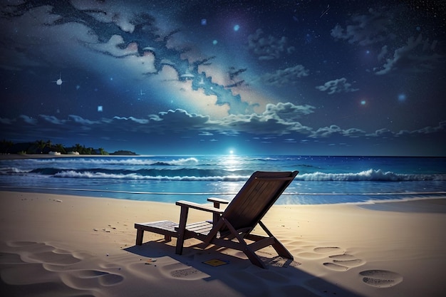 Peaceful beach starry night