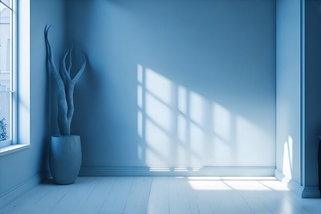 A peaceful blue room background