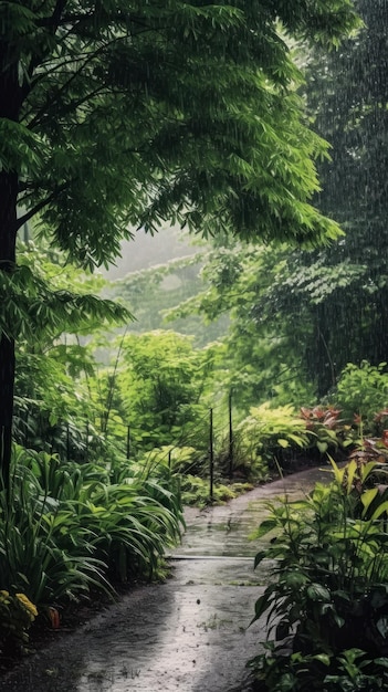 Peaceful and calm rainy day calm and soothing atmosphere Generative AI