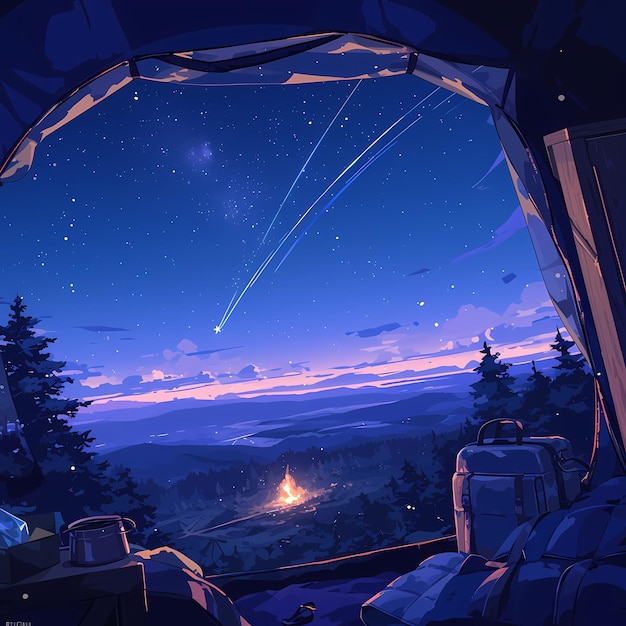 Peaceful Campfire Night Sky