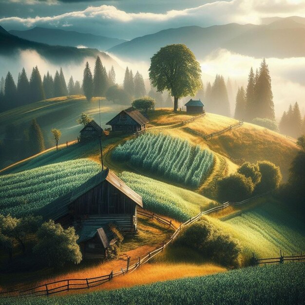 写真 平和な田舎の静かな風景 美しいhd壁紙 ai生成