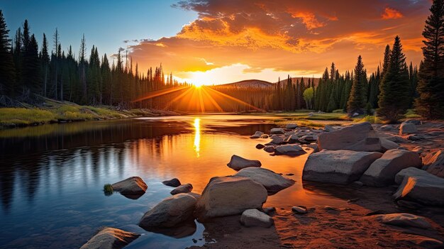 Peaceful dreamy rural landscape