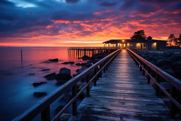 Peaceful Fishing Pier in the Glow of Dusk