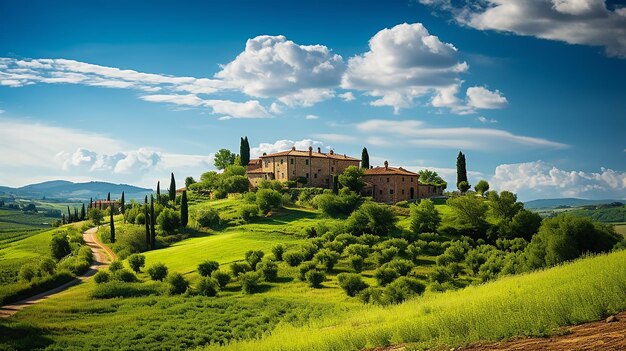 Foto i pacifici campi verdi di pienza, in italia