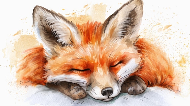 Photo a peaceful image of a sleeping fox perfect for nature or animalthemed designs