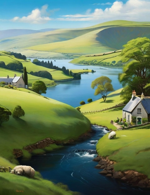 Peaceful Irish Countryside Landscape for St Patricks Day