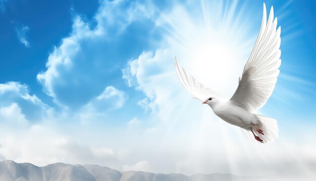 Peaceful Israeli dove on blue sky background