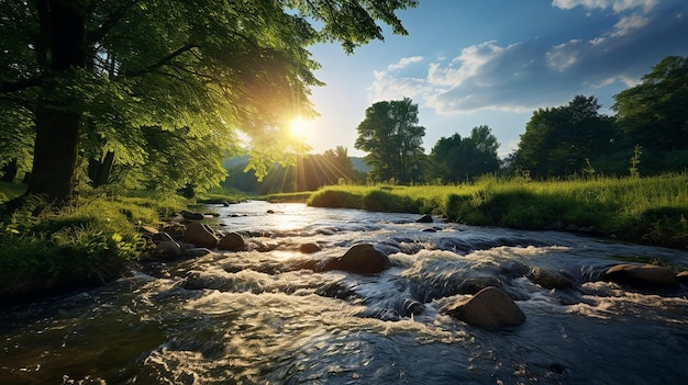 Peaceful Landscape Photography of a Clear and Lush Lake