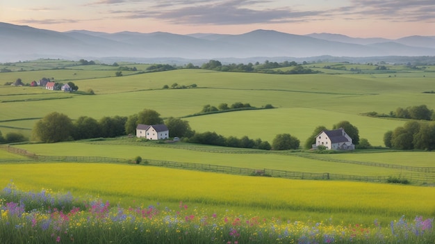 Foto un paesaggio tranquillo con le colline