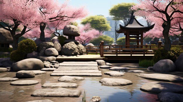 Peaceful landscape zen background