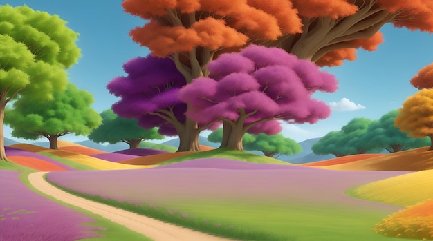 Foto paesaggi pacifici sullo sfondo di alberi colorati