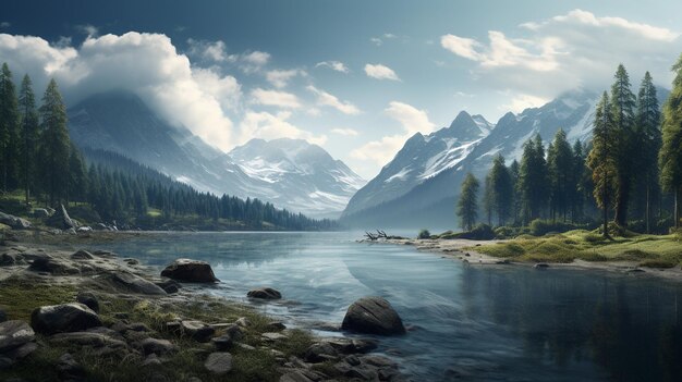 Peaceful landscapes_river mountain view