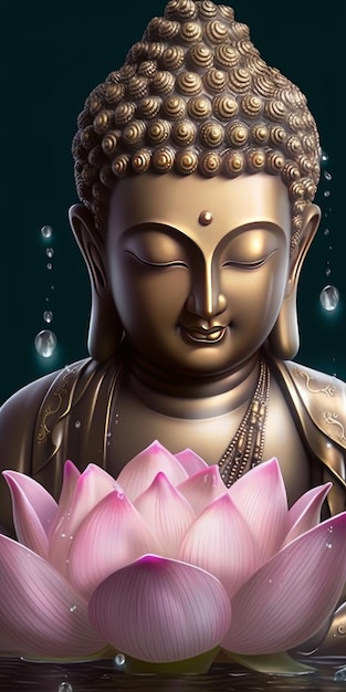 Peaceful lord Buddha with lotus generative AI