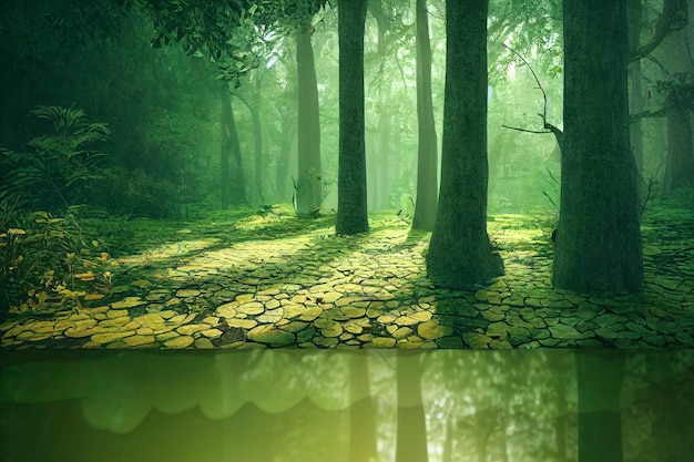 Peaceful magical forest scene fall near lower lewis falls in gifford pinchot national forest