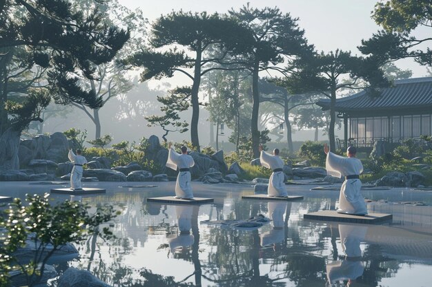 Photo peaceful morning tai chi sessions in serene parks