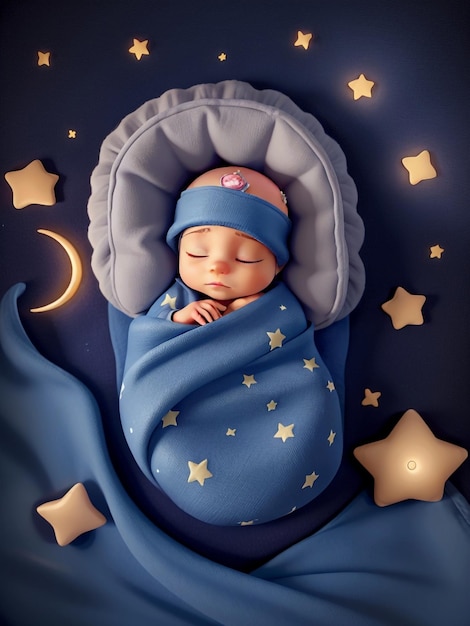 A peaceful newborn baby sleeping