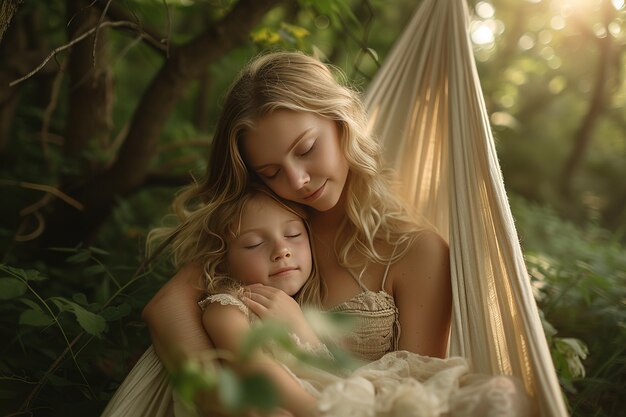 Peaceful Parent39s Day start hammock nestled in nature cradles nontraditional family in a gentle hug