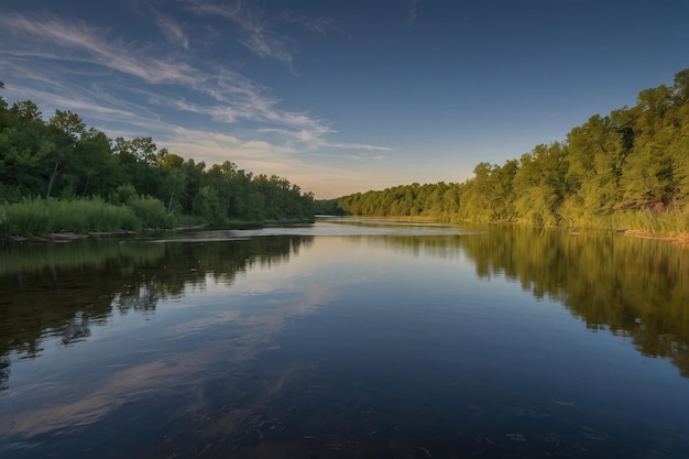 Peaceful River Bend in Twilight