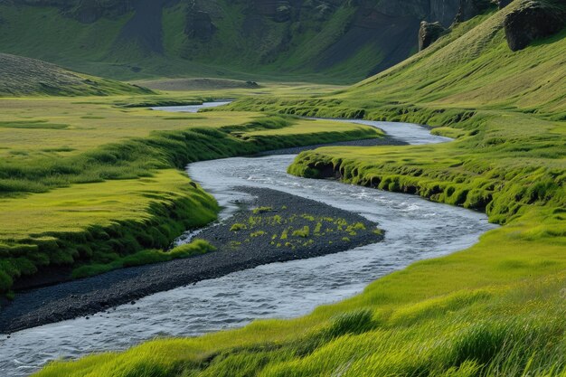 Peaceful River Winding Through A Green Valley