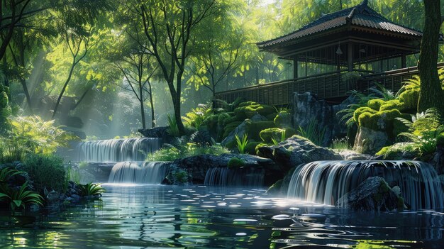 peaceful riverside setting with gentle flowing water and lush greenery offering a serene environment for mindfulness practice