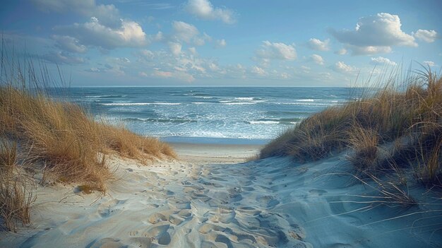 A peaceful scene of a deserted summer beach