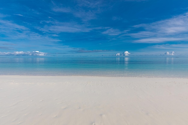 Peaceful seascape, inspirational, tranquil relaxing sea view. Horizon, clouds and soft waves shore