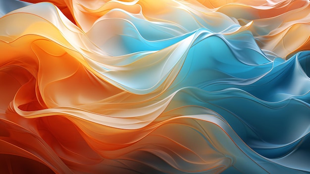 Peaceful and Serene Digital Flowing Abstract Landscape of Curved Lines AI Generated