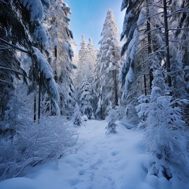 Peaceful silence in a snowcovered alpine forest