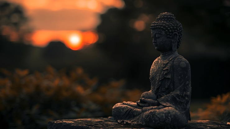 Photo a peaceful a statue of a buddha