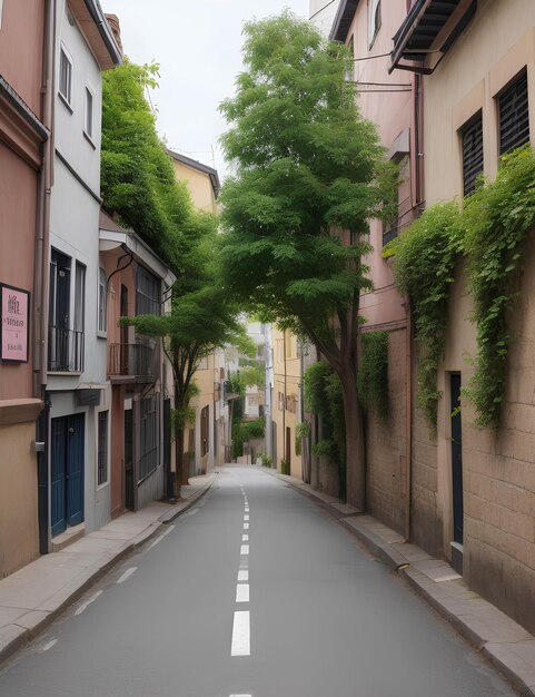 Photo peaceful street in greece with flowers