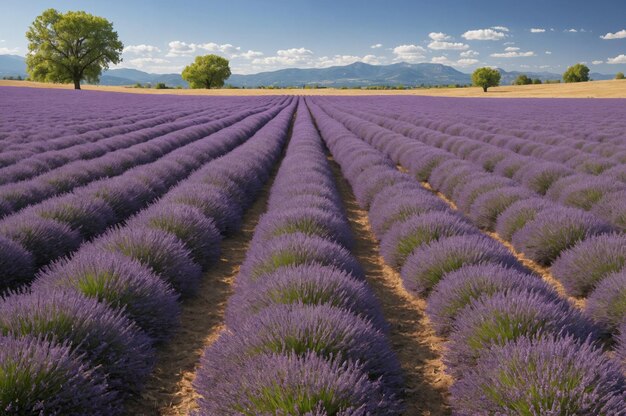 Photo peaceful summer scene adorned with expansive lavender fields