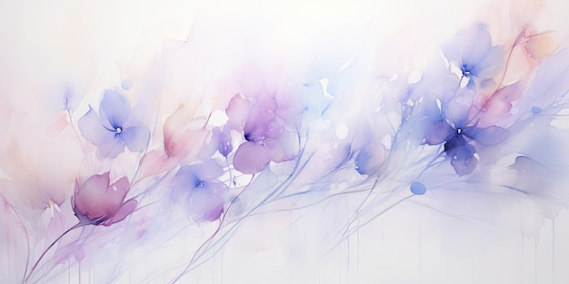 Peaceful watercolor and oil paint splashes on white background dreamy and serene