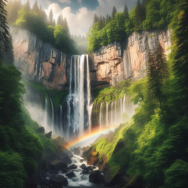 Peaceful Waterfall Landscape