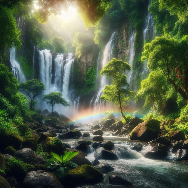 Peaceful Waterfall Landscape